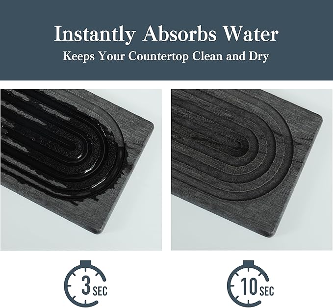 Stone Faucet Mat for Kitchen Sink, Quick Drying Mats, Water Absorbing Guard &