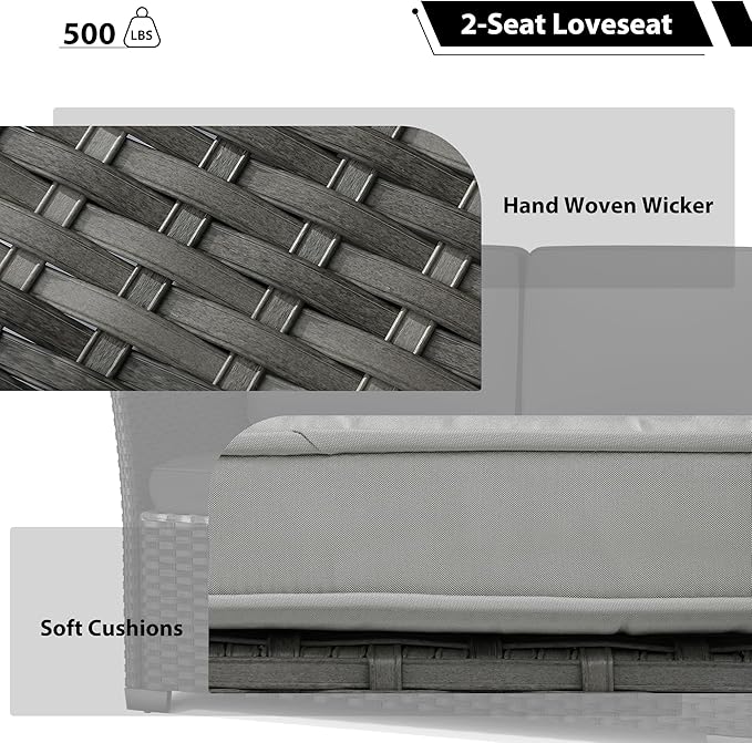 KIGOTY 7 Piece Patio Furniture Set, Outdoor PE Wicker Rattan Outdoor Dining Set