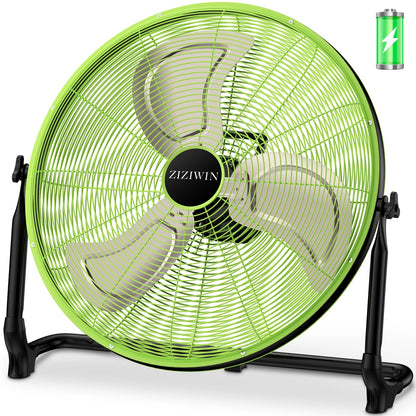 ZIZIWIN 18'' Rechargeable Battery Operated Floor Fan, Portable Cordless Camping Fan Outdoor, Long Lasting Battery Powered Fan, 360° Tilt, Wireless, USB Output, for Home Gazebo Greenhouse Outside Gym