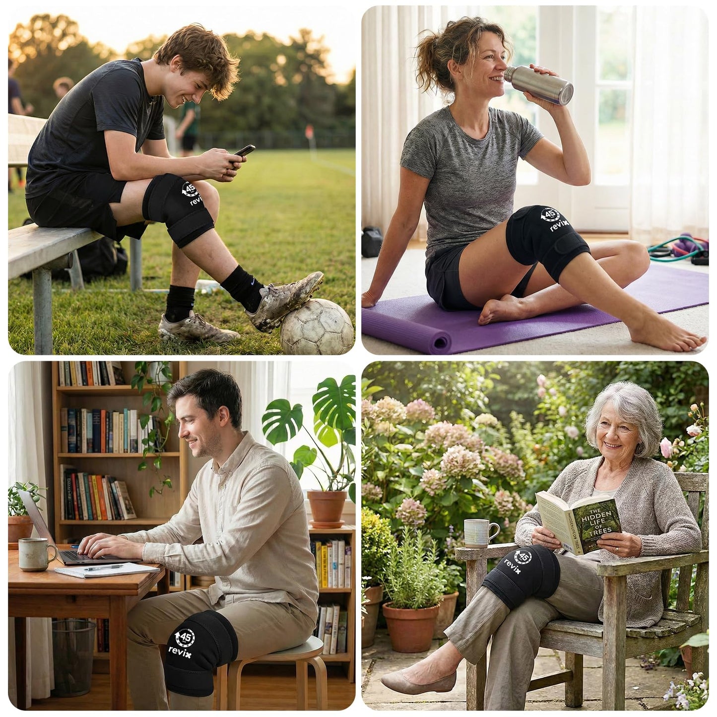REVIX Knee Ice Pack Wrap, 45-Minute Long-Lasting Ice Pack for Knees with Ice Grid Gel Design, Reusable Gel Ice Wrap for Meniscus Tear, ACL, Cold Therapy for Elbows, Calves & Legs (12" × 9.5")