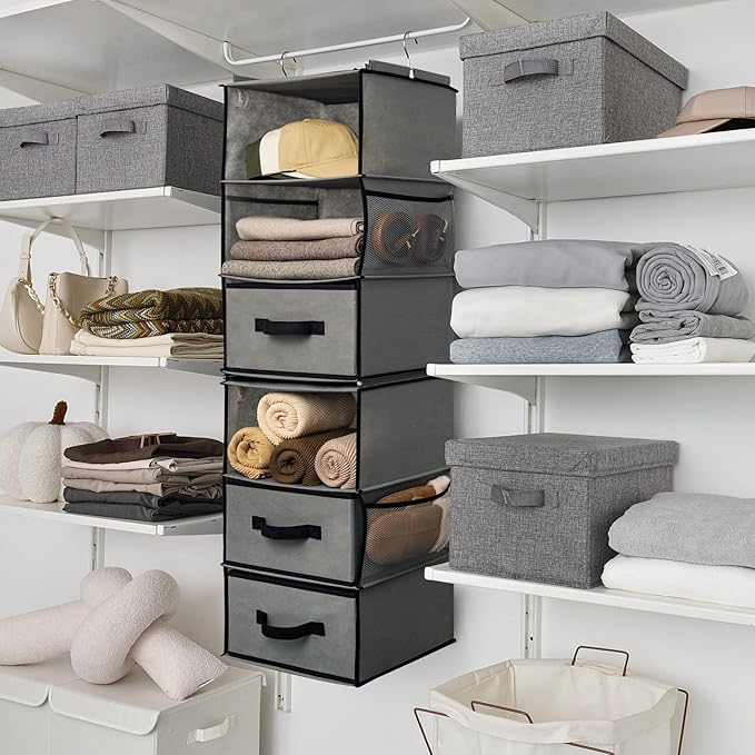 GRANNY SAYS 6-Shelf Hanging Closet Organizer, Separable to 2 Pack 3-Shelf