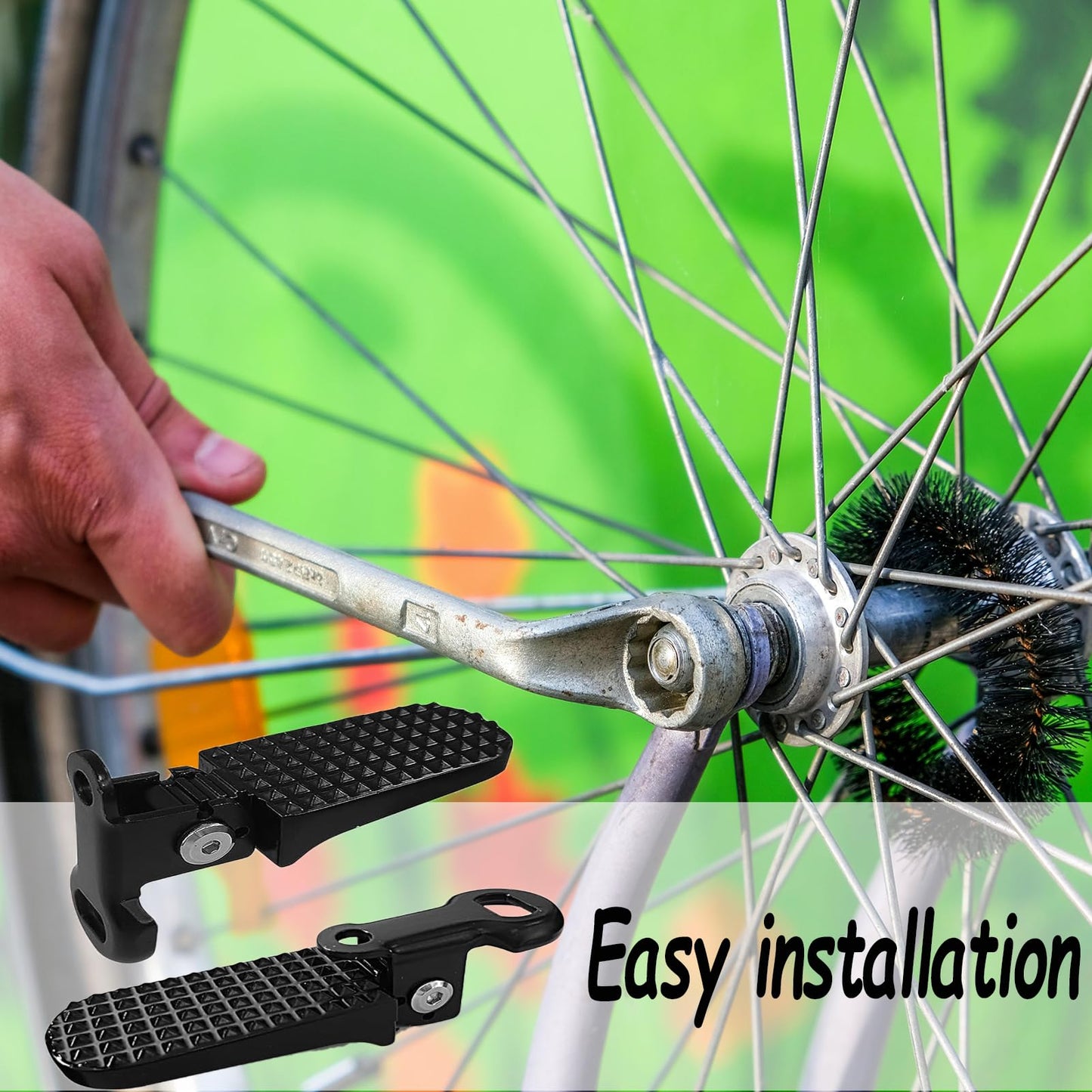 LIFTATAPA 1 Pair Bike Rear Pedals, Aluminium Alloy Bike Pegs, Mini Folding Bicycle Foot Pegs, Non-Slip Rear Seat Footrest Pedals for Mountain Bike E-Bike (Black)