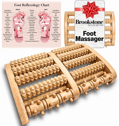 Brookstone Foot Roller Massager for Plantar Fasciitis Relief - Wooden Massage Roller for Foot Health - Stimulate Reflexes & Relieve Stress - Ideal Gift for Mom, Dad, Elderly