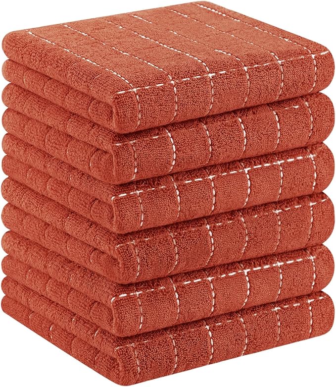 Homaxy 100% Cotton Terry Kitchen Towels, Checkered Designed, Soft and Super