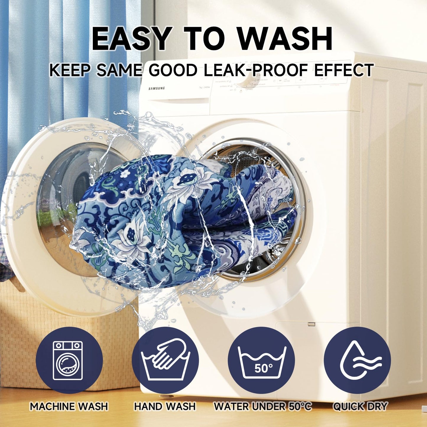 YOSEPATI Washable Pee Pads for Dogs 2 Pack,104x92cm Waterproof Non-Slip Reusable Puppy Pad with Fast Absorbent,Leakproof Whelping Pads for Pet Housebreaking
