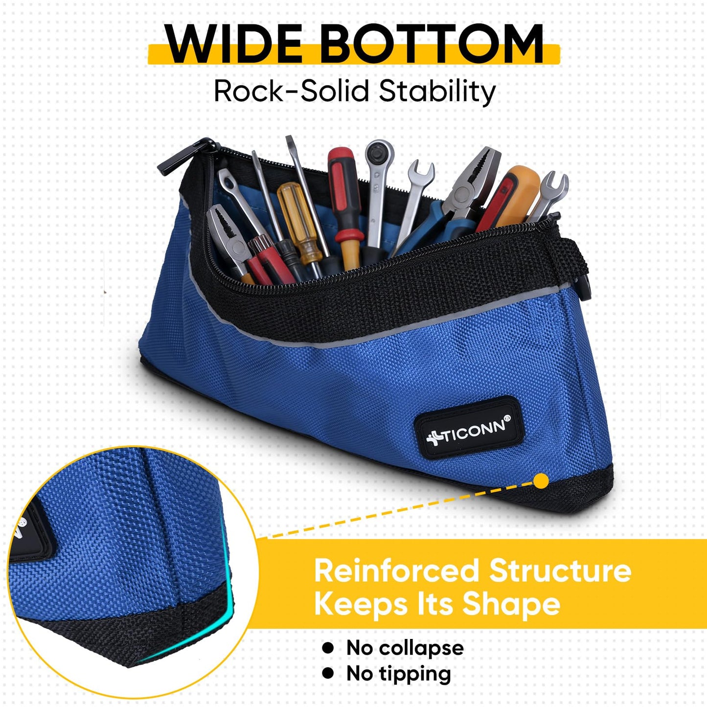 TICONN Tool Pouches with Zipper, 1680D Oxford Small Tool Bags, Waterproof Utility Bag Zipper Pouch for Tool Organizers and Storage (6 Pack Combo)