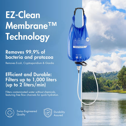 Katadyn BeFree Gravity Water Filter 6L for Camping & Group Use | 0.1 Micron Hollow Fiber Filter Removes Bacteria & Protozoa, 1,000L Capacity, BPA-Free
