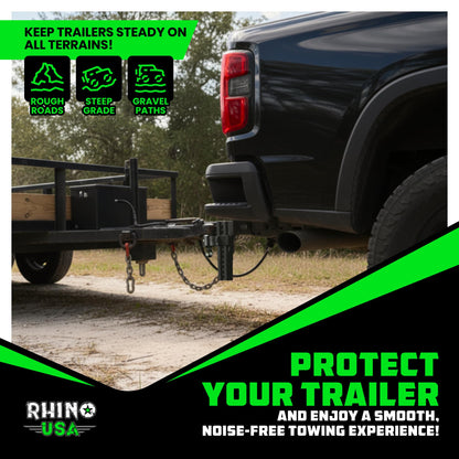 Rhino USA Adjustable Trailer Hitch (Fits 2-Inch Receiver)-Heavy Duty Aluminum Tow Hitches with 10-Inch Drop/Rise for Truck (12,500 LBS GTW) - Weatherproof Double Anti-Theft Locking Hitch Pins (Black)