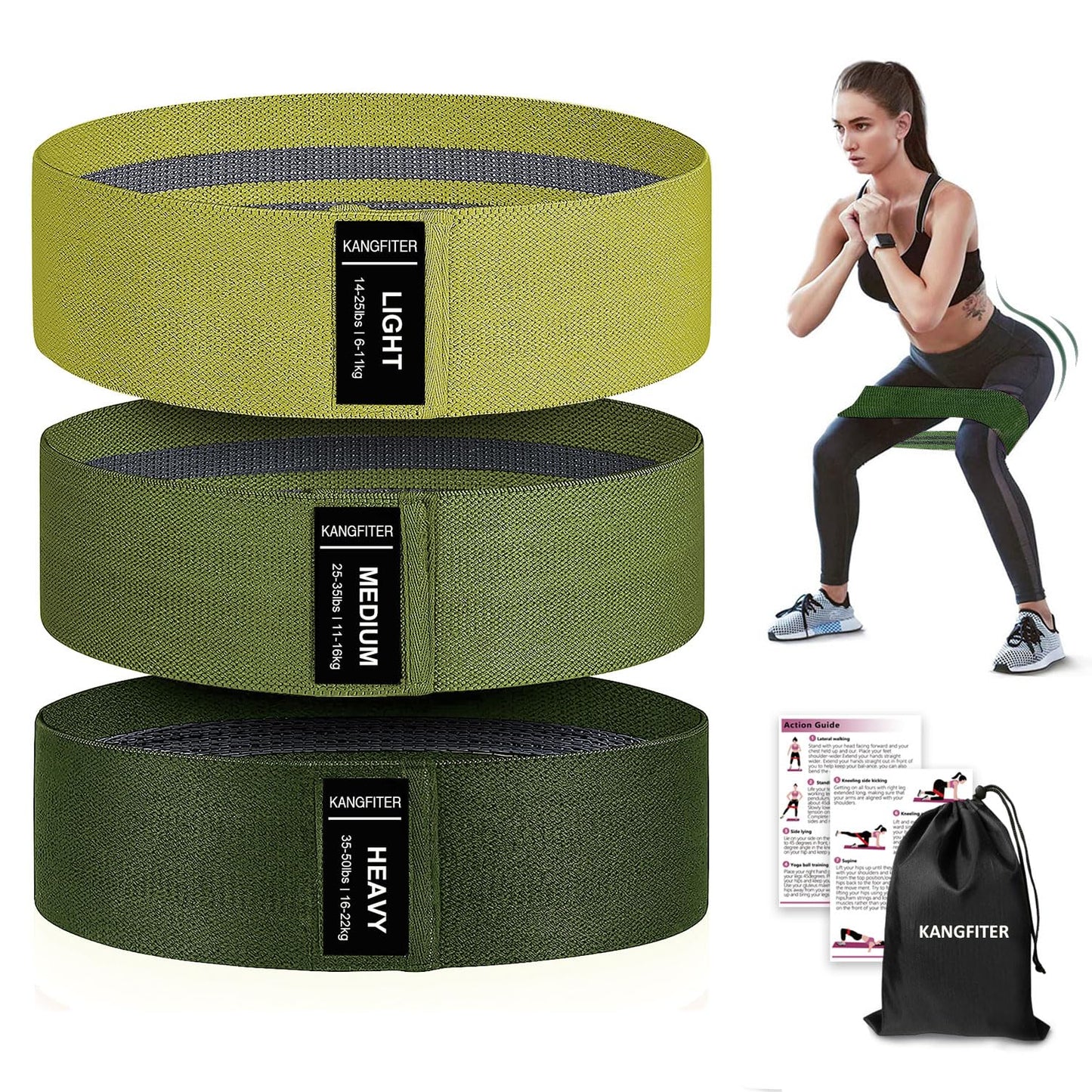 Non-Slip Fabric Resistance Bands for Working Out, Loop Exercise Bands for Booty Leg, Butt, Glute, Stretch Workout Bands for Women & Men, Hip Elastic Bands for Home Gym Fitness, Yoga, Pilates