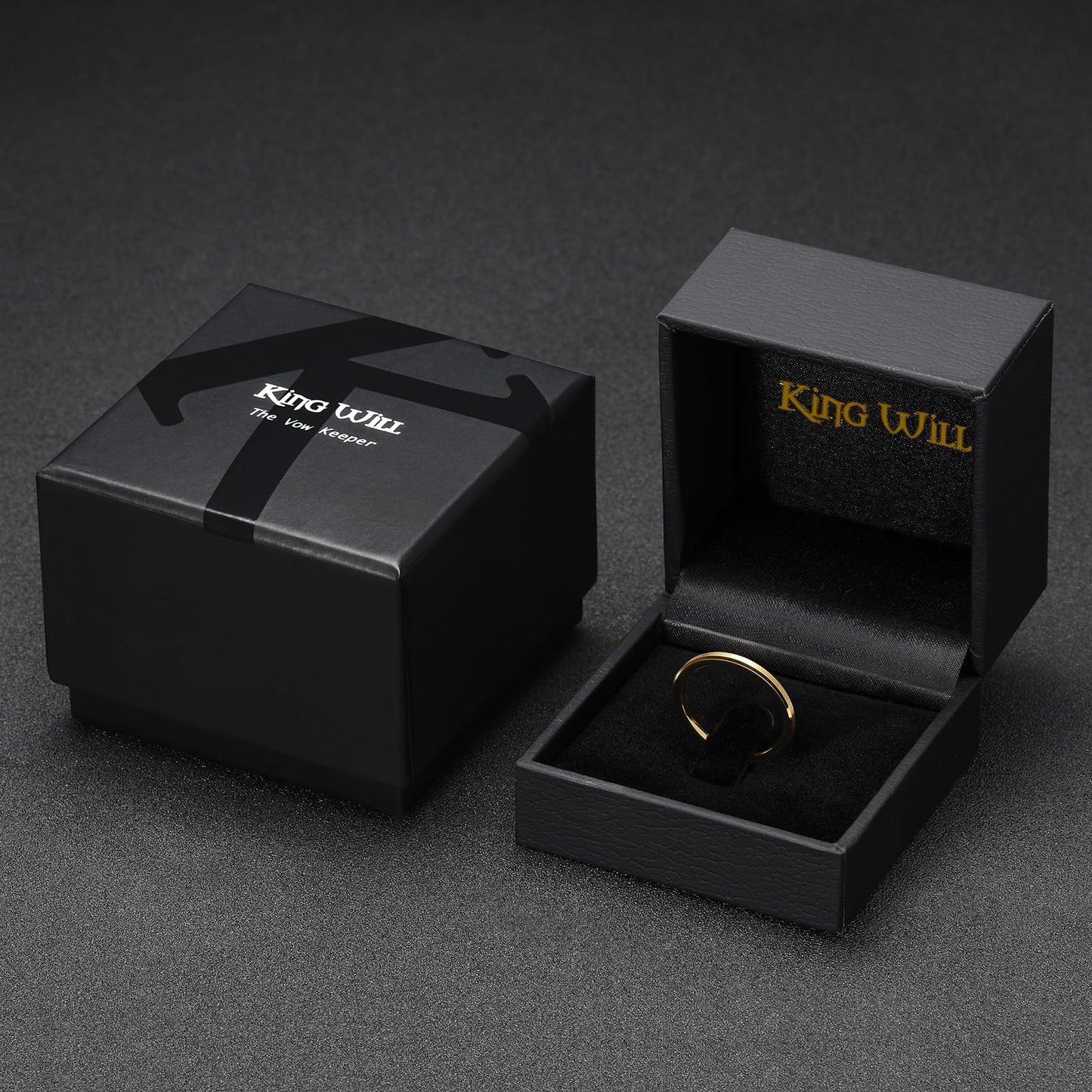King Will 2mm Gold Tungsten Men's Wedding Band - Brushed Matte Finish, Beveled Polished Edge, Comfort Fit Size 10
