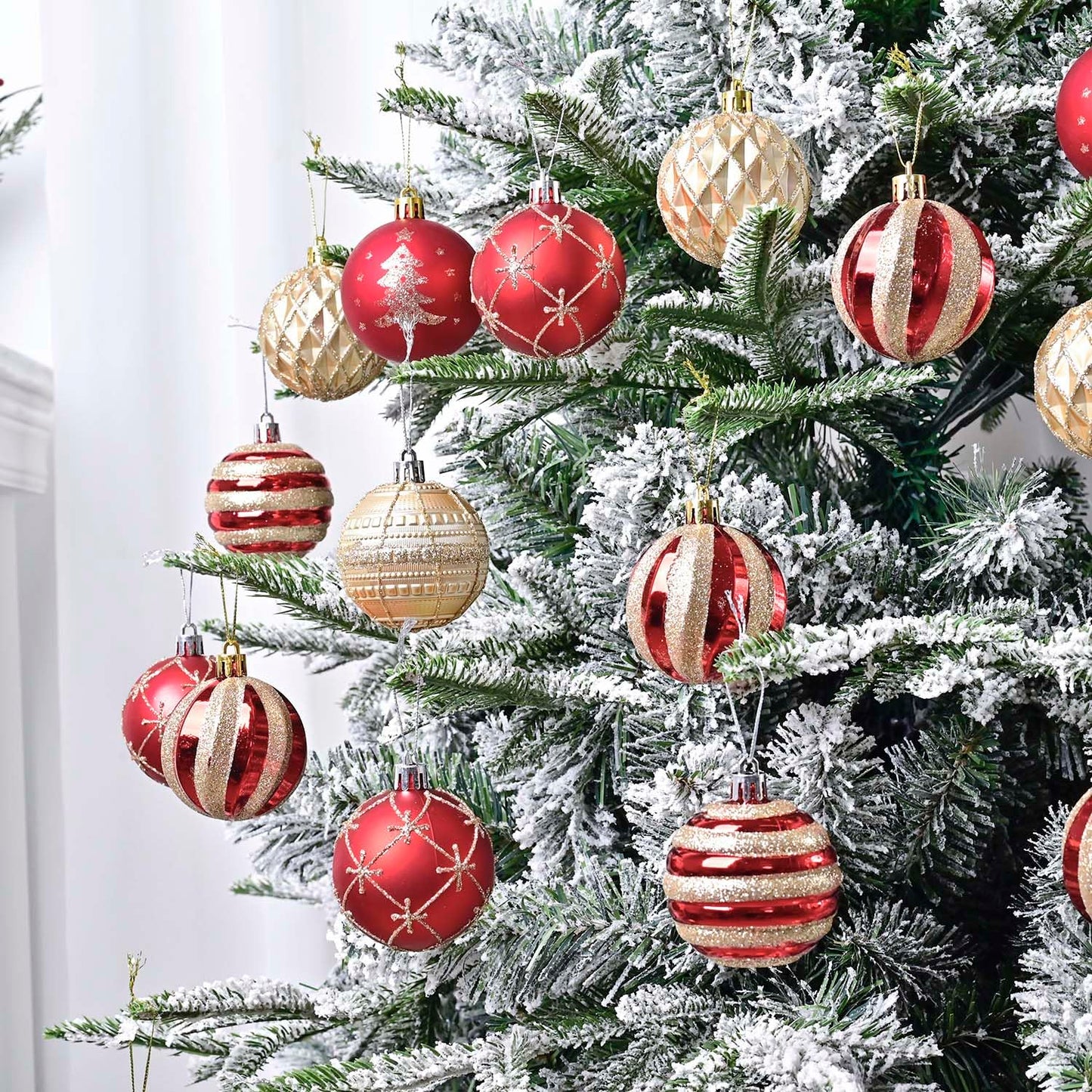 Christmas Tree Ball Ornaments 20ct Set, 2.36 Inch Red Gold Classic Christmas Decorations, Shatterproof Hanging Ornaments for Xmas Holiday Decoration