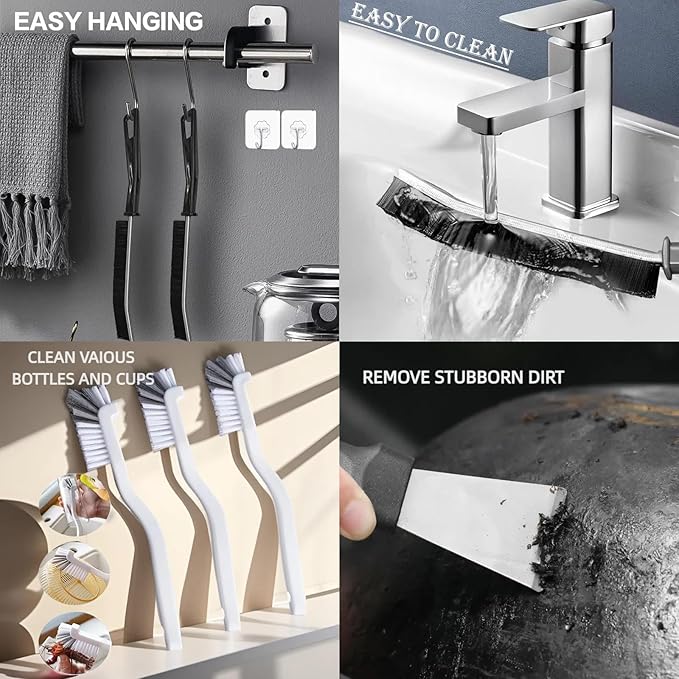 19Pcs Crevice Cleaning Brush Set, Hard Bristle Cleaning Brush，Multi Purpose Gap