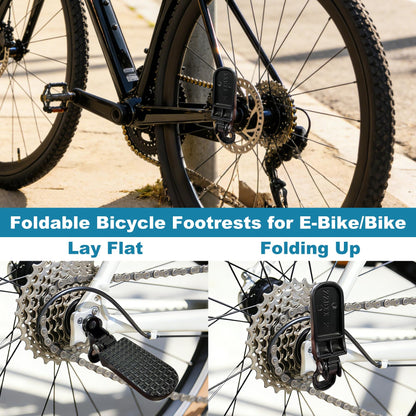 2PCS Bike Rear Pedals, Mini Folding Bicycle Foot Pegs, Rear Seat Footrest Pedals for Mountain Bike E-Bike
