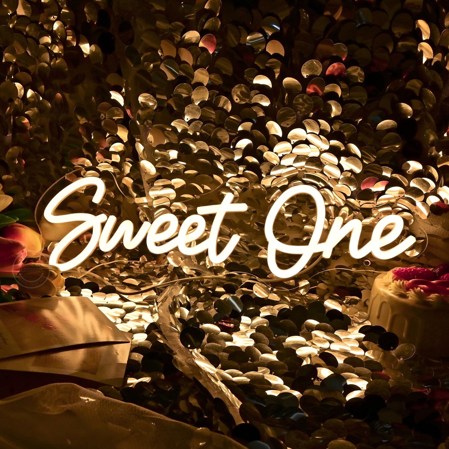 Britrio Sweet One Neon Sign for Baby Shower Girl Boy 1st Birthday Party Celebration Supplies Decoration Photo Backdrop Banner Gift LED Neon Light Wall Decor 5V USB with Dimmer Warm White 15.75”