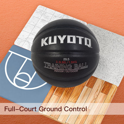 KUYOTQ 3.3LBS 29.5" Weighted Heavy Basketball Composite in&Outdoor Trainer Basketball for Improving Ball Handling Dribbling Passing and Rebounding Skill (deflated, Size 7)