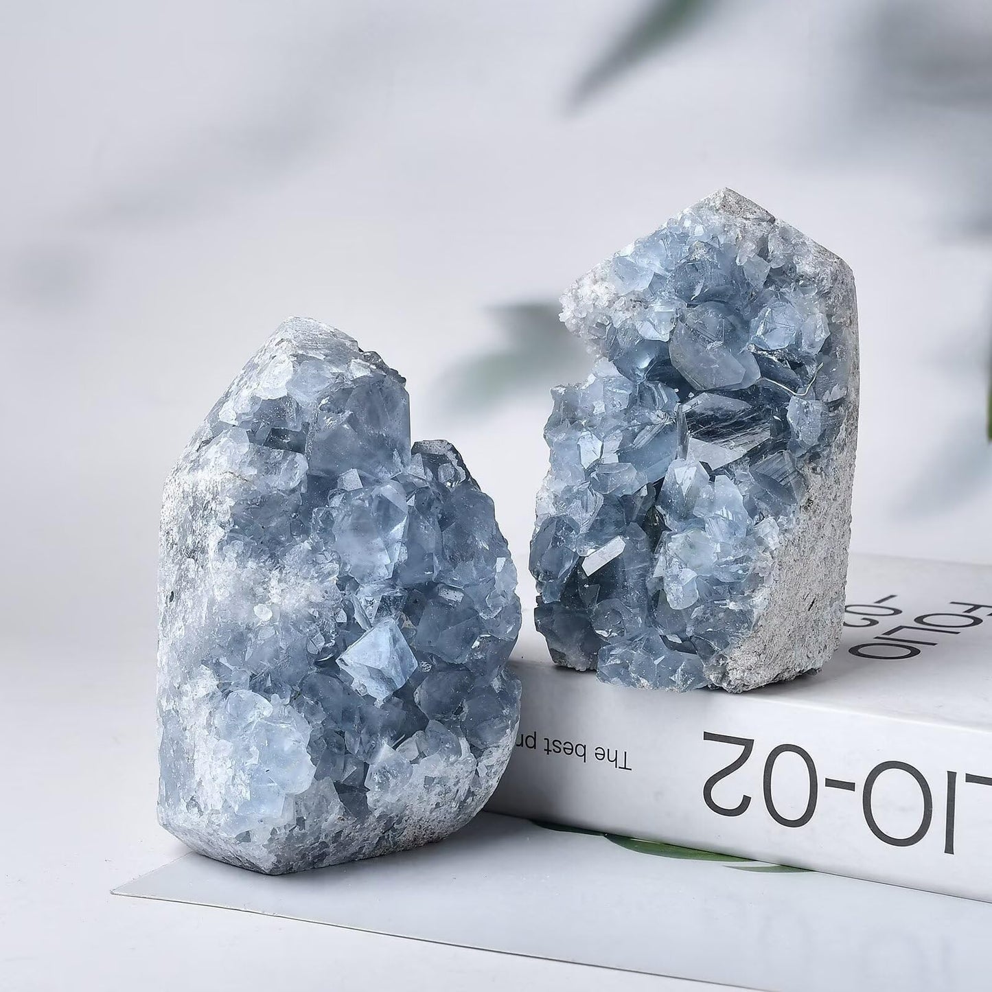 FZBHRO Natural Blue Celestite Cluster Tower Healing Crystal Stone Collection Mineral Specimen Home Office Decor Meditation Gifts 0.8-1.3 Pound