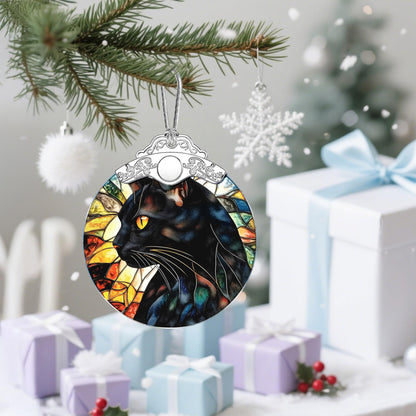 Christmas Ornaments: Christmas Tree Decorations, Black Cat Holiday Decor, Stocking Stuffers, Gift Ideas, Xmas Gifts & Gift for Cat Lover