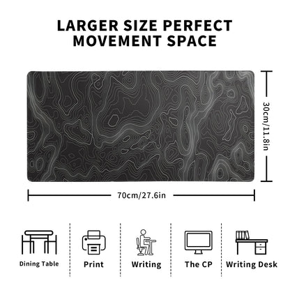 Topographic Contour Extended Big Mouse Pad Large,Gaming Mouse Pad Desk Pad,27.6x11.8 Inch Long Computer Keyboard Mouse Mat Mousepad with 3mm Non-Slip Base and Stitched Edge for Gaming and Office