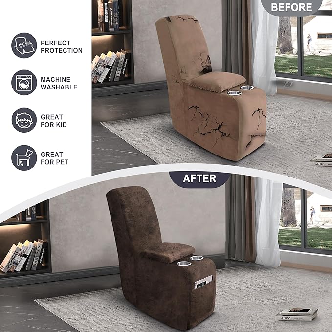 ANARACHON Leather Look Recliner Console Cover