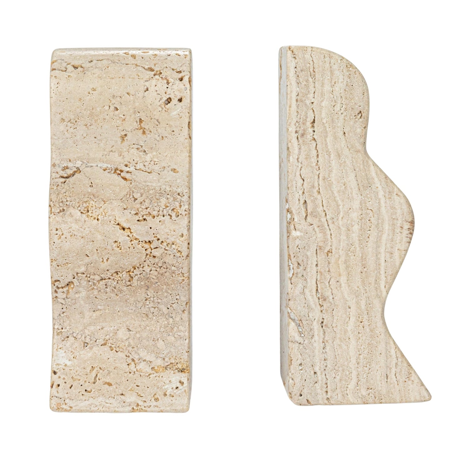 Creative Co-Op Decorative Travertine Wave Bookends, Natural