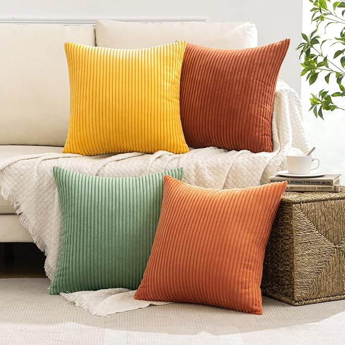MIULEE Decorative Throw Pillow Covers 18x18 Inch Set of 4, Vibrant Cushion