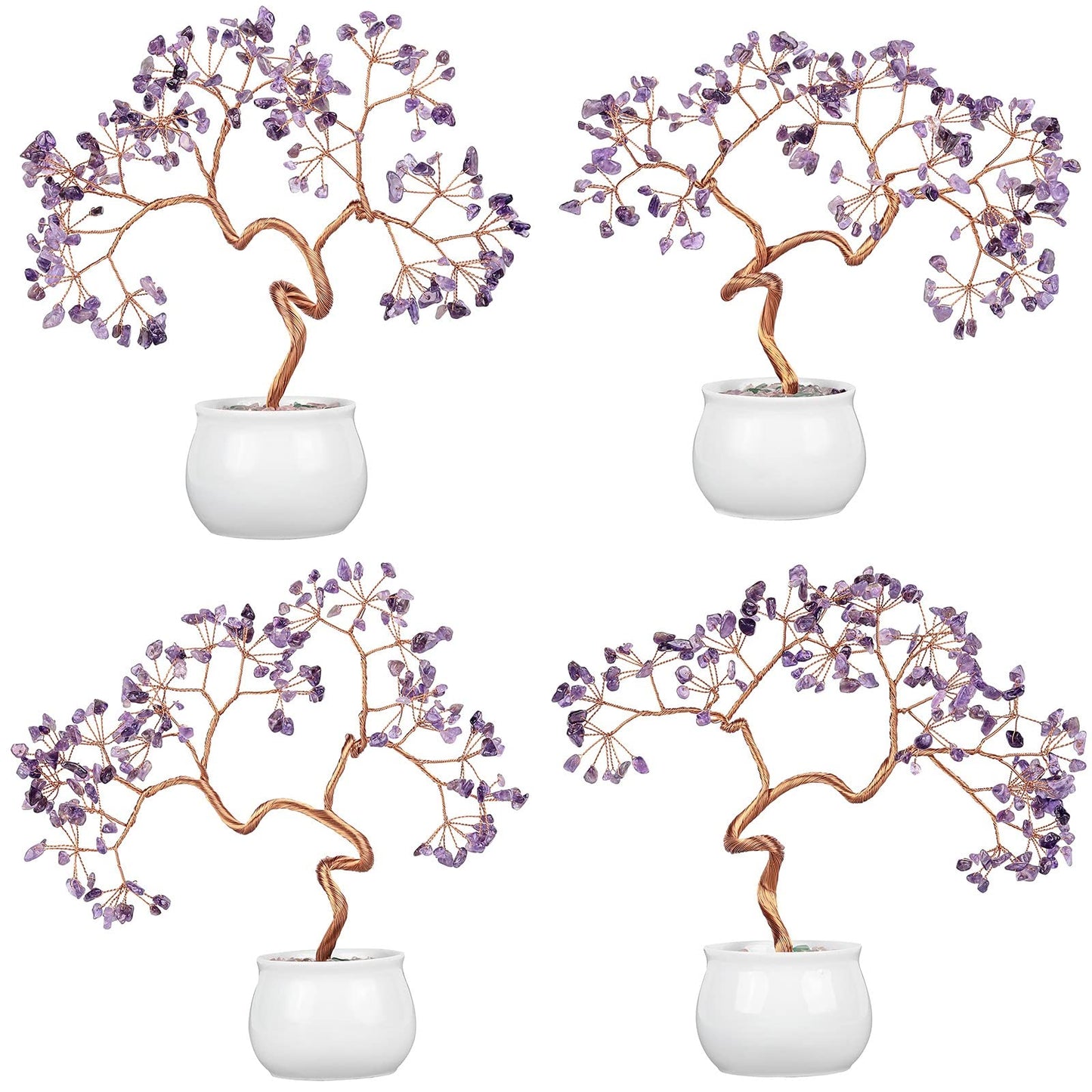 mookaitedecor Amethyst Crystal Money Tree with Ceramic Base Bonsai Feng Shui Tree Ornament for Office Home Decor, 8-9.5 Inch