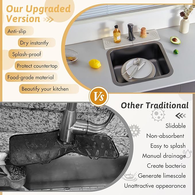 Detachable Faucet Handle Drip Catcher, Dish Drying Mat Soap Sponge Holder Tray
