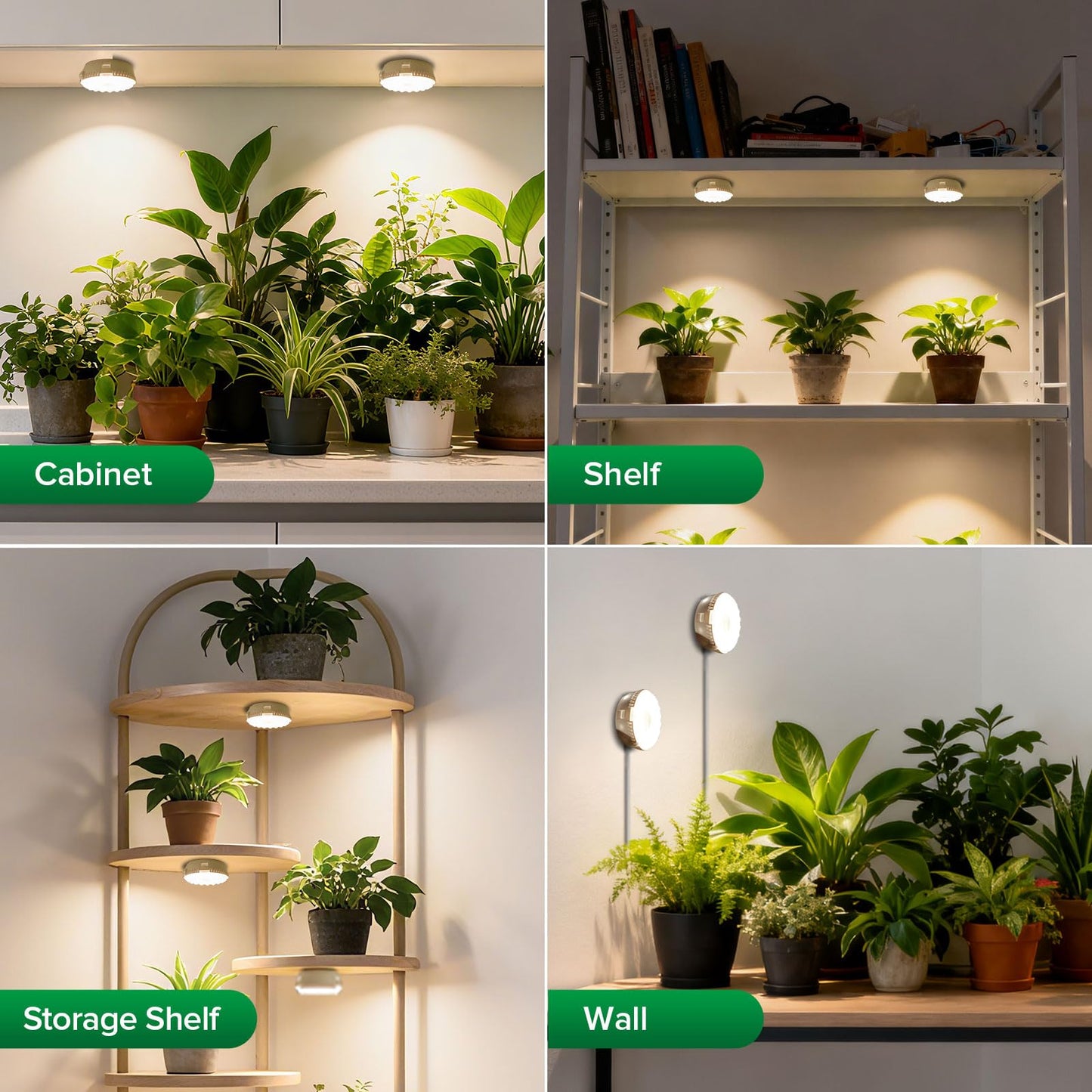 Plant Lights for Indoor Growing, 2 Pack 5W+5W Puck Grow Light, 150 Watt Equivalent,Small Full Spectrum High PPFD Mini Plant Growing Lamps with Timer, Sun Lamp Hanging Grow Lights for Shelves