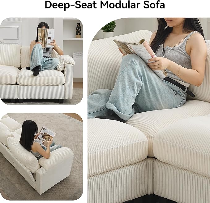 61'' Modular Loveseat Sofa, Extra Deep Seat Cloud Couch