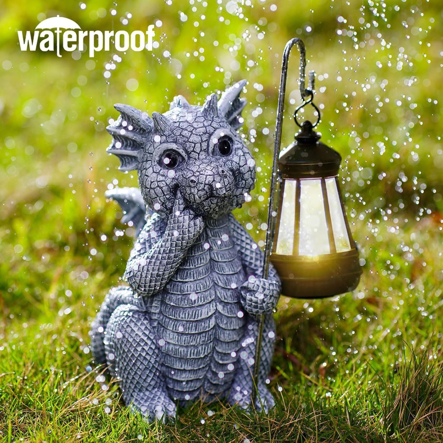 Qeeman Solar Dragon for Garden Decor: Weatherproof Resin Statues