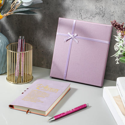 Thenshop 5 Pcs Employee Appreciation Gift Journal with Pen Difference Maker Inspirational Leather Notebook 3 Ballpoint Pens Box Thank You Gift for Coworker Teacher Volunteer Social Worker(Purple)