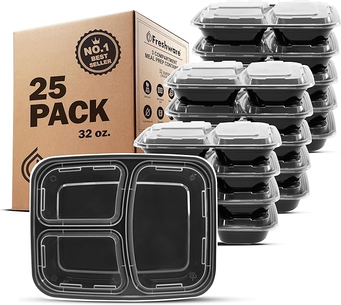 Freshware Meal Prep Containers 3 Compartment