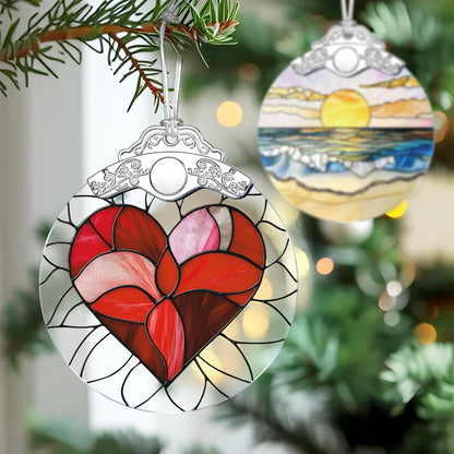 Valentine Heart Stained Glass Ornament, Christmas Ornament – Christmas Tree Decor, Holiday Decor, Stocking Stuffer, Gift Idea, Valentine's Day Gift, Gifts for Girlfriend, Lover, Couple, Wife