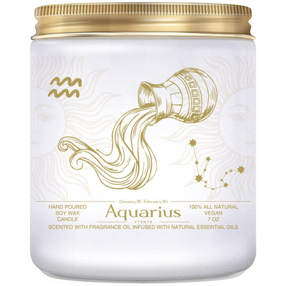 YTENTE Aquarius Gifts - Zodiac Sign Crystals Candles, Scented Soy Candles for Mom, Women, Sister, Anniversary, Birthday