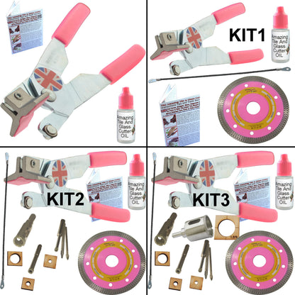 Tile Cutters for Ceramic Tiles Kit 4 Left Handed Tile Drills Hole Saw for Pipes Saw Blade for Notches Grinder Tile Saw Cutting Out Sockets Tile File for Trimming Edges Grout Rake for Cleaning Grout