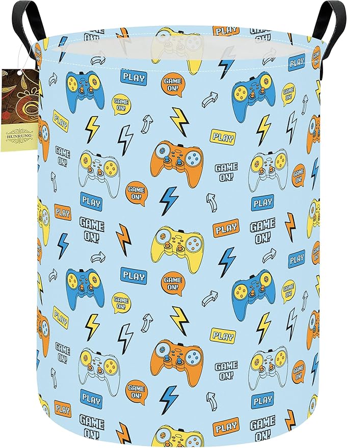 HUNRUNG Laundry Hamper, Large Canvas Fabric Lightweight Storage Basket Toy
