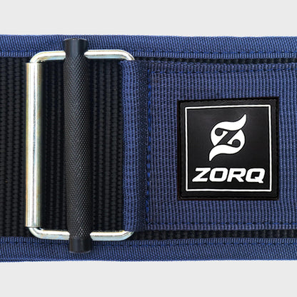 ZORQ Self-Locking Weight Lifting Belt - 4 Inch Wide Quick-Locking Gym Belt for Men & Women - Professional Weightlifting Belt for Olympic Lifting, CrossFit, Squats & Deadlifts - Back Support (Blue, Medium)