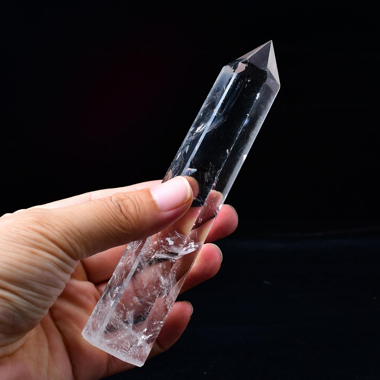 RUIJINGYUAN Clear Quartz Crystal Tower 6-6.3" - 6 Faceted Single Point Crystal Wand for Chakra, Reiki, Meditation & Energy Healing Home Decor Gift