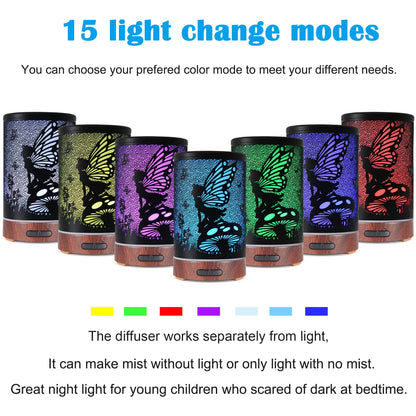 Essential Oils Diffuser,Aromatherapy Diffuser,Birthday for Women Mom Grandma,Metal Cool Mist Humidifier with 7 Colors Lights Waterless Auto Off Air Diffusers (Dragonfly)