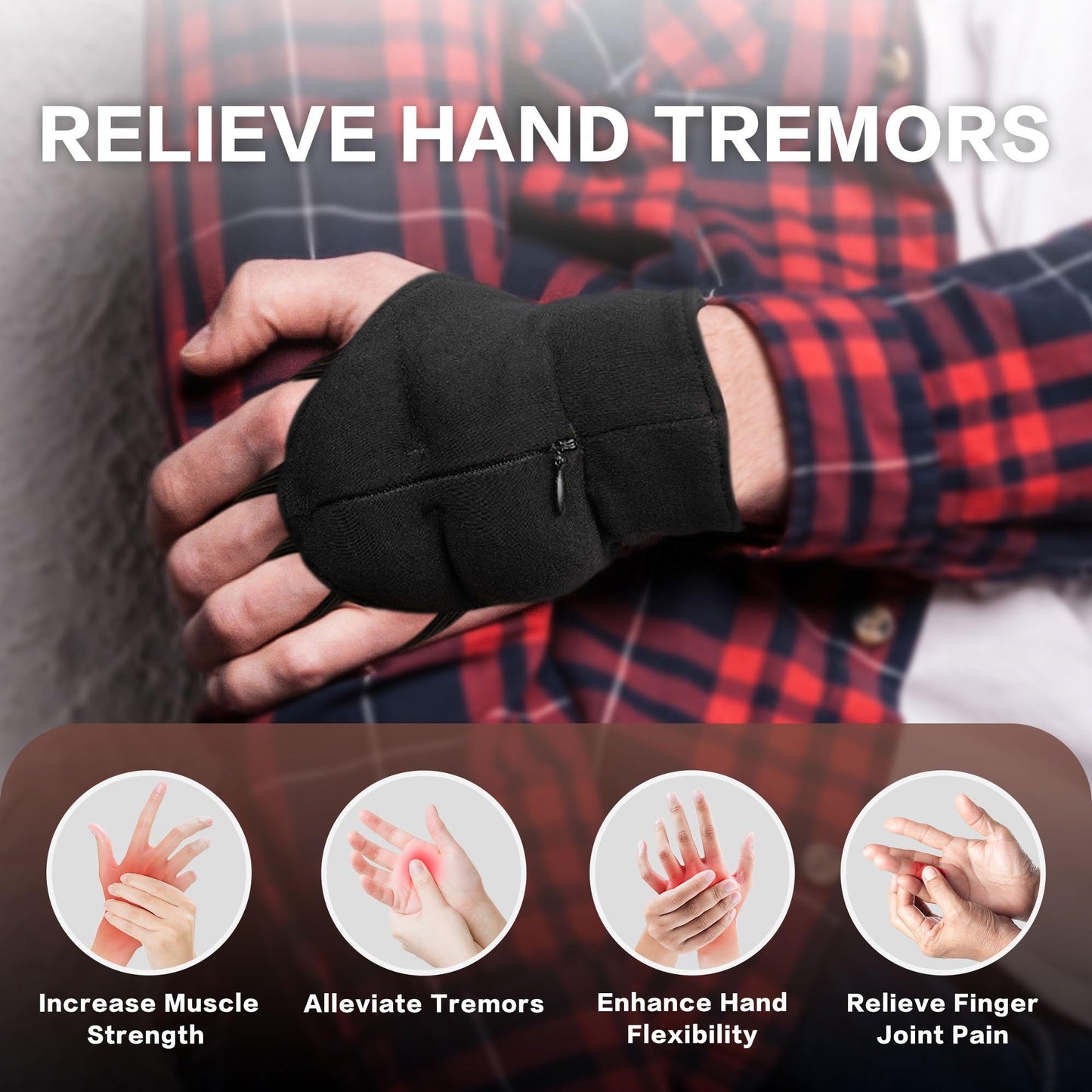 Bottle Pouch Weighted Gloves for Tremors-Adjustable Hand Gloves Stability Aid for Parkinson's Hand Tremors, Enhanced Grip & Writing Support for Elderly