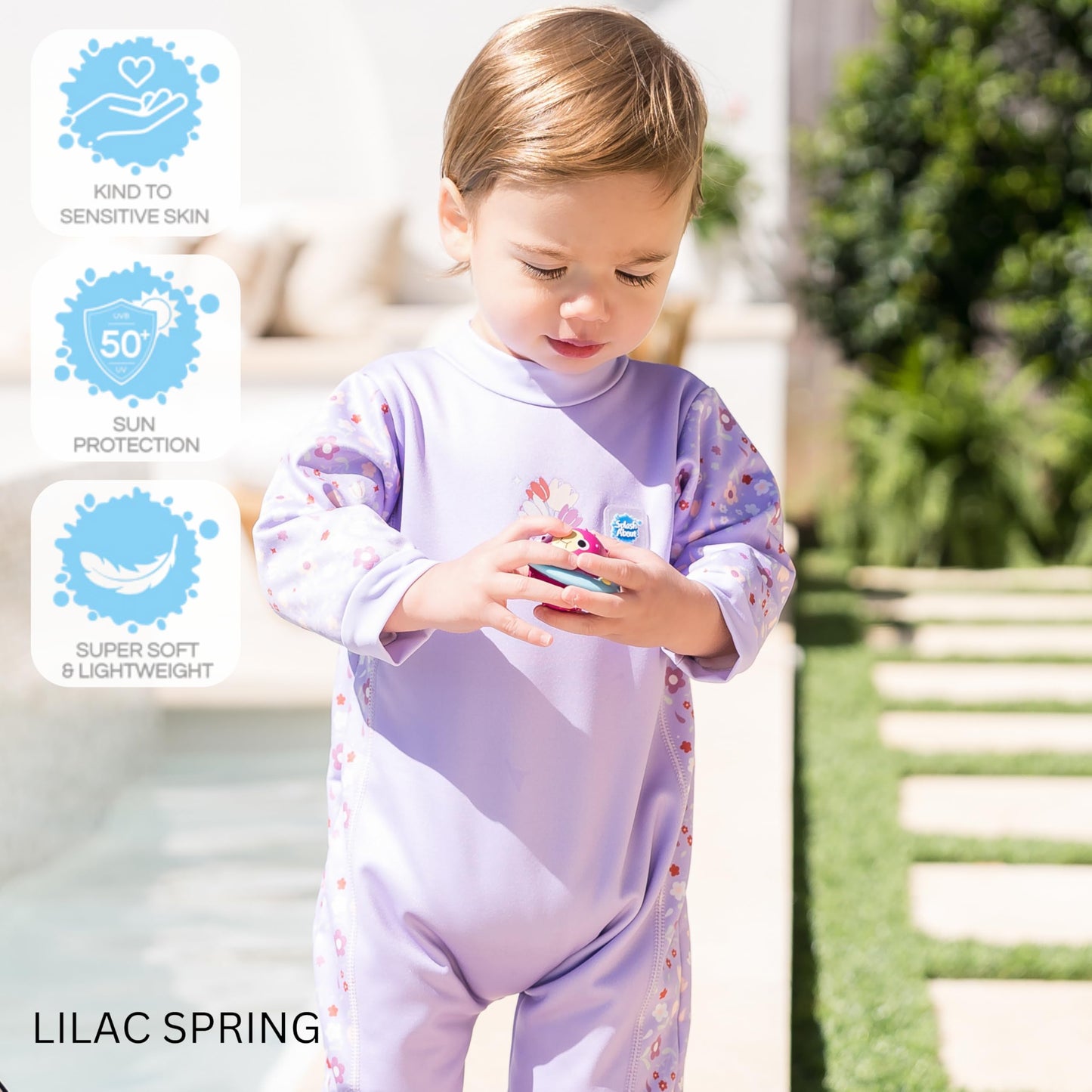 Splash About Warm in One Baby Wetsuit, Lilac Spring, 6-12 Months