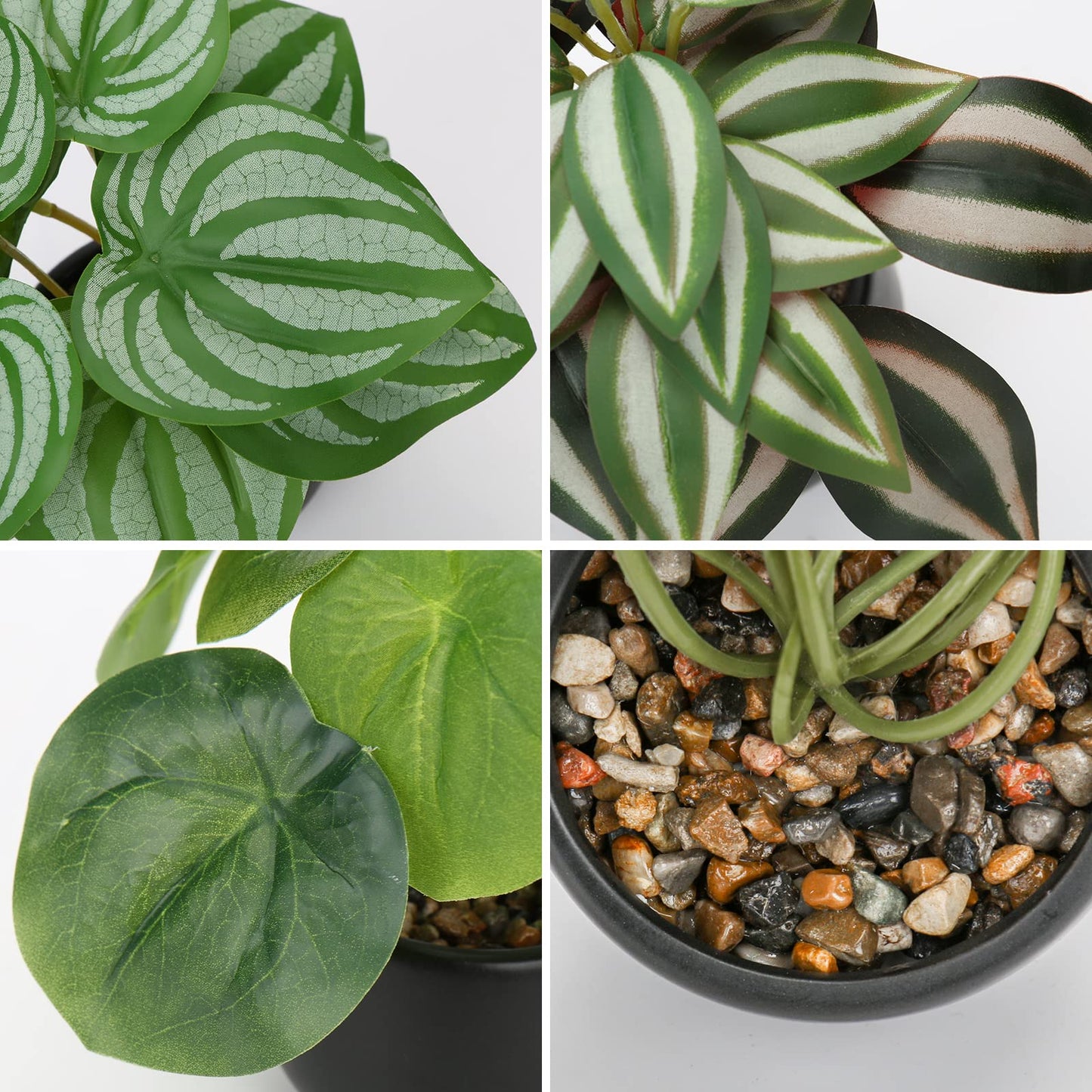 Briful 3PCS Fake Plants Potted Artificial Plants Mini Faux Plants in Black Ceramic Pots Greenery Décor for Home Office Table Room Farmhouse Indoor Decoration