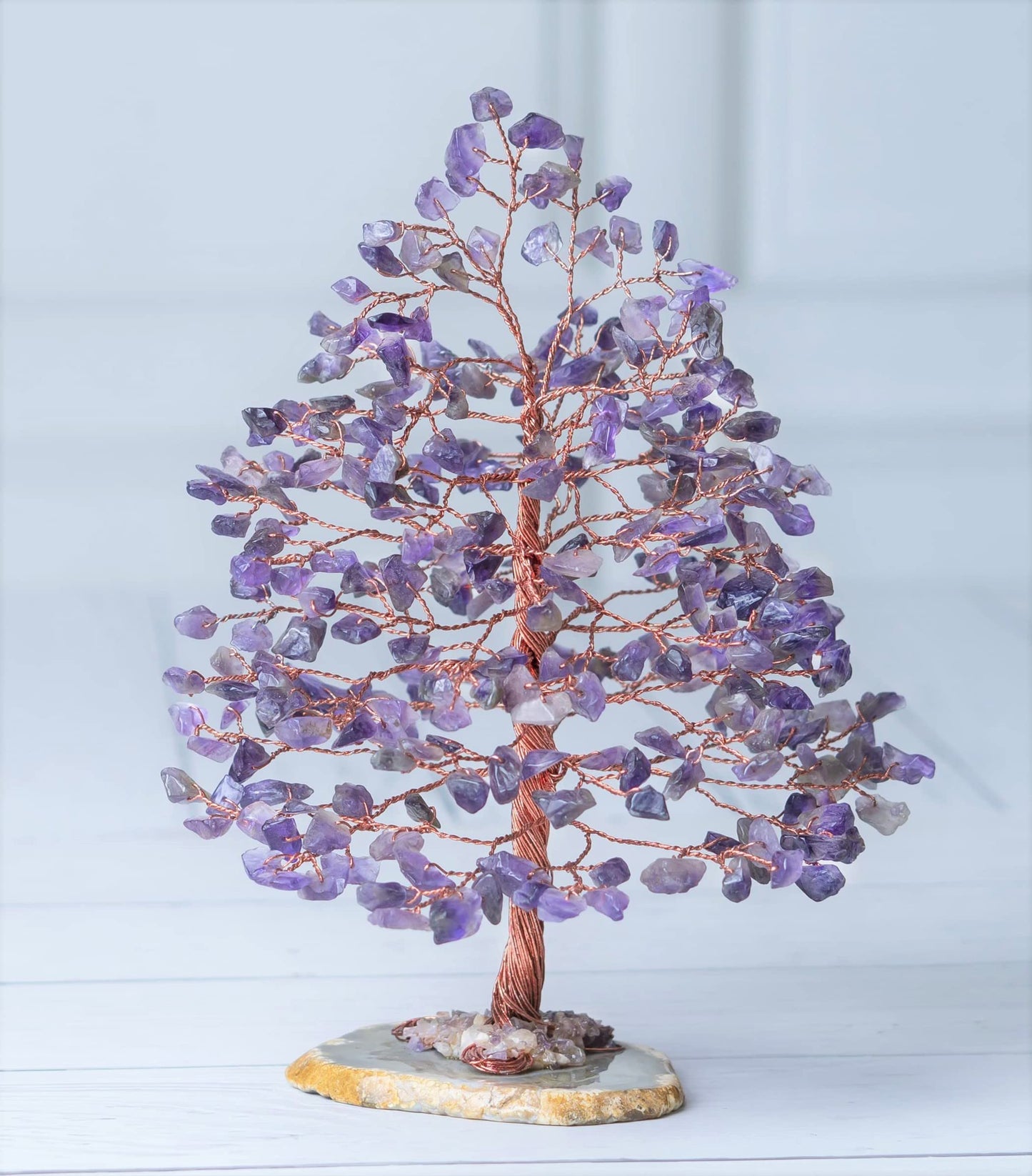 Crocon® Amethyst Crystal Wire Tree with Agate Slice Base - Home Decoration, Crystal Gifts, Birthday Gifts for Women & Men, Wedding, Anniversary, House Warming Gift for Her, Mum, Sister & Grandma