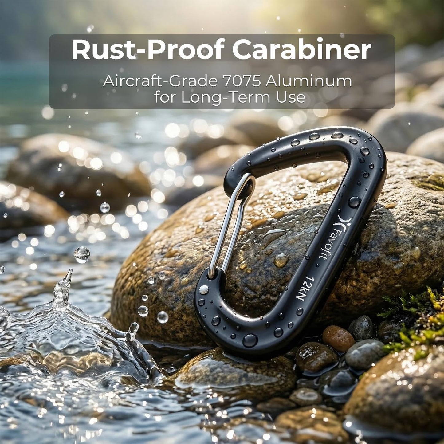 12kN Heavy Duty Carabiner Clips - Favofit 4-Pack 7075 Aluminum Small Carabiners with Snag-Free Wiregate - Lightweight D Ring Keychain Clip for Hammocks Camping Hiking Dog Leash