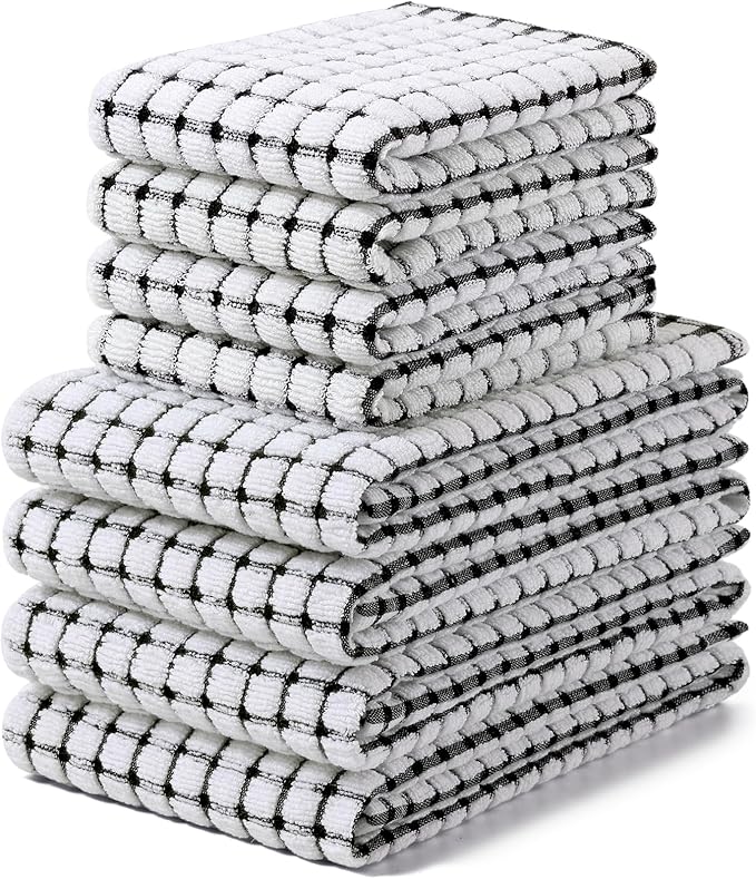 Homaxy Kitchen Towels and Dishcloths Set, 16 x 25 and 12 x 12 Inches, Super