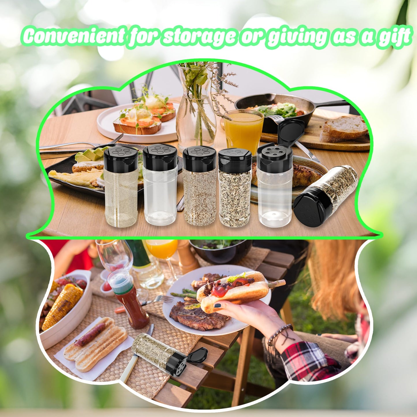 20 Pcs 3.4 oz Plastic Spice Jars with Shaker Lids Empty Spice Bottles Clear Seasoning Containers for Kitchen Home Storing Salt Seasoning