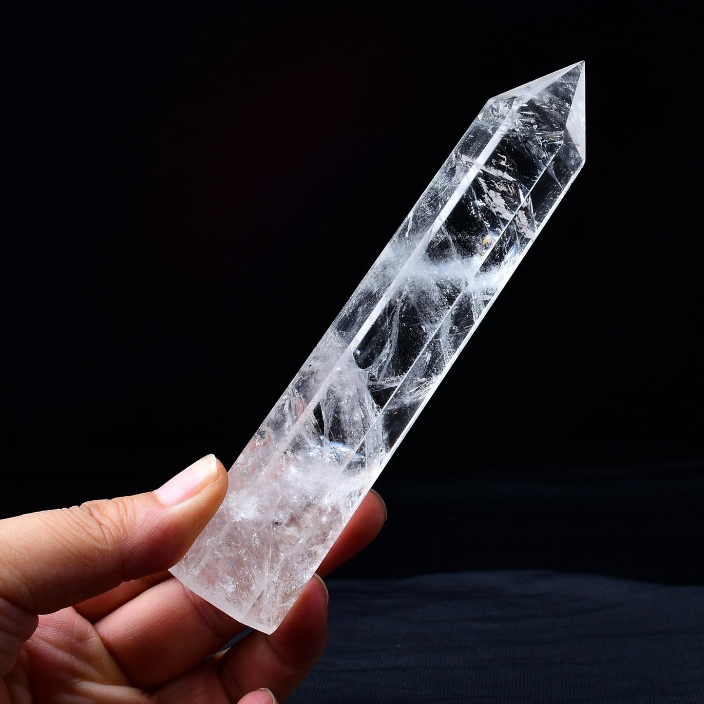 RUIJINGYUAN Clear Quartz Crystal Tower 6-6.3" - 6 Faceted Single Point Crystal Wand for Chakra, Reiki, Meditation & Energy Healing Home Decor Gift