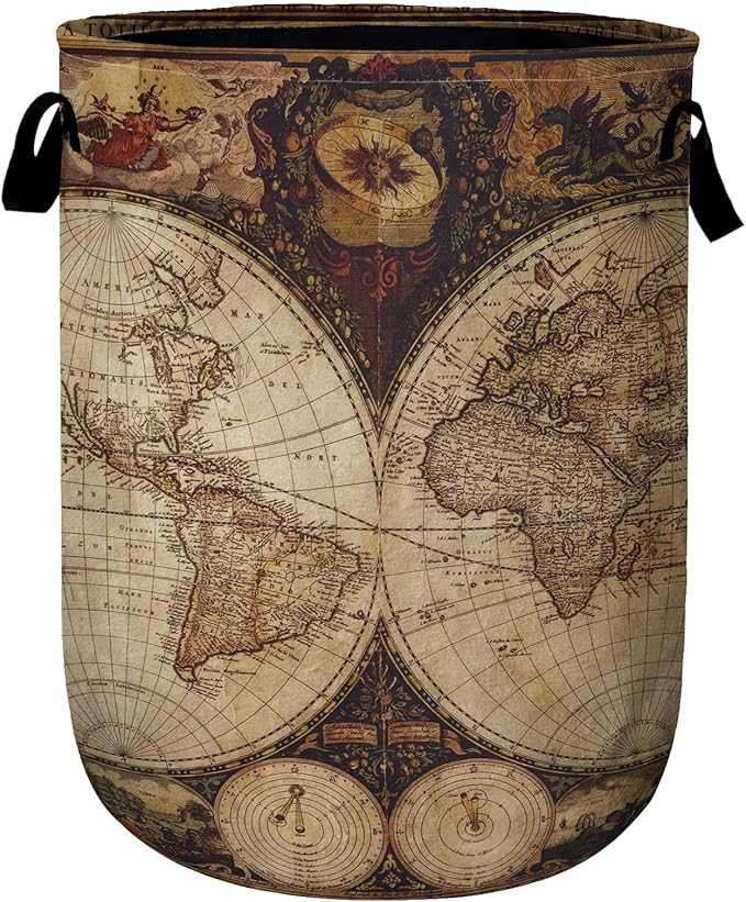 World Map Laundry Basket, Laundry Hamper Collapsible Oxford Cloth