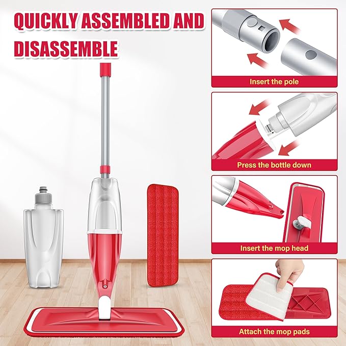 Spray Wet Mops for Hardwood Floor Cleaning: EXEGO Microfiber Dry Dust