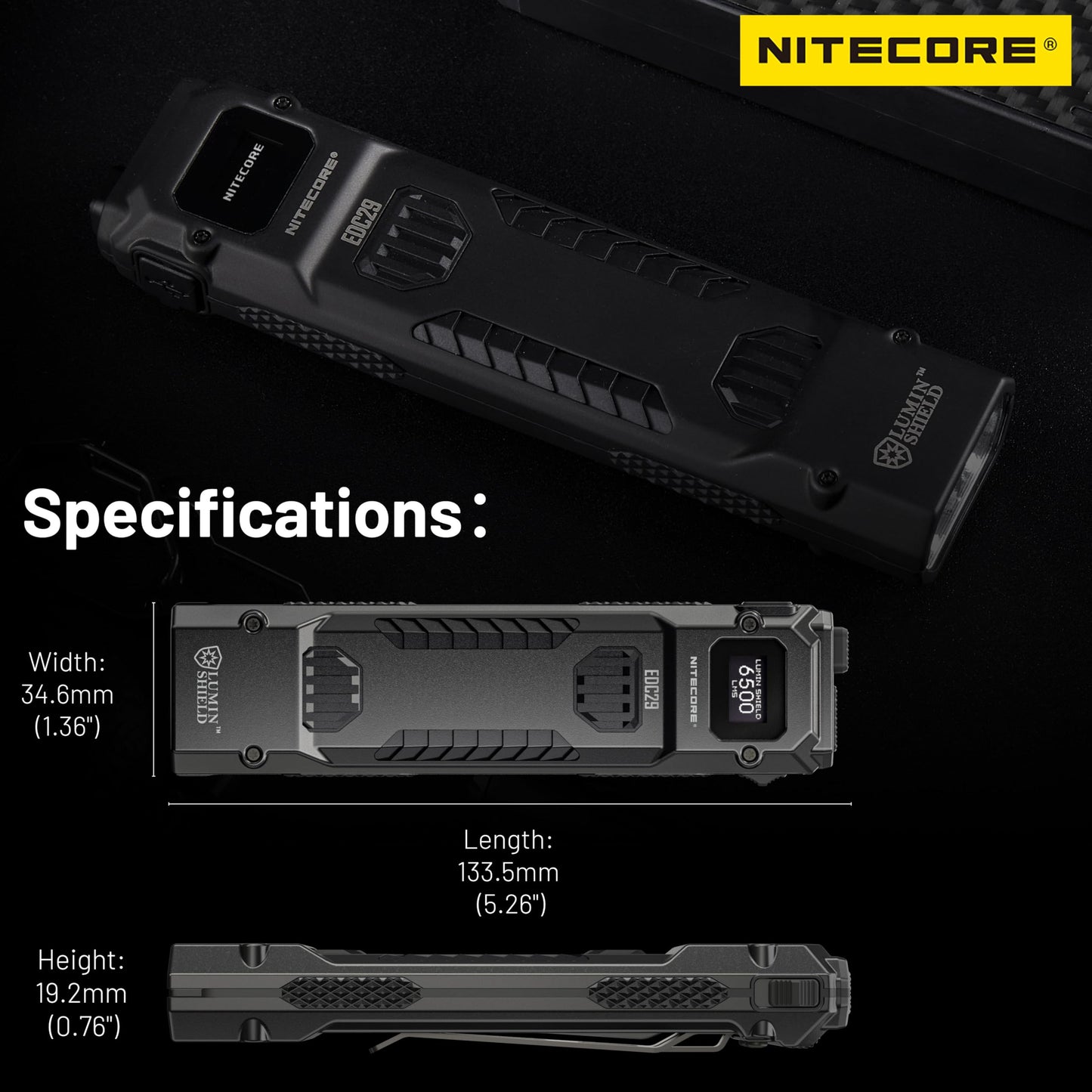 Nitecore EDC29 6500 Lumen Ultra Slim High Performance EDC Flashlight with Retractable Keychain